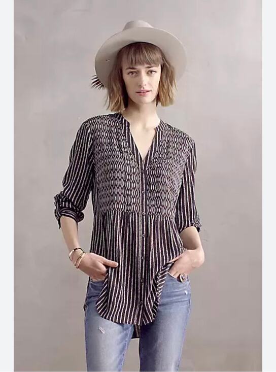 Anthropologie Tops - Anthropologie Maeve Women's Black White Calia Top Sz 8 Minimalist Closet Staple